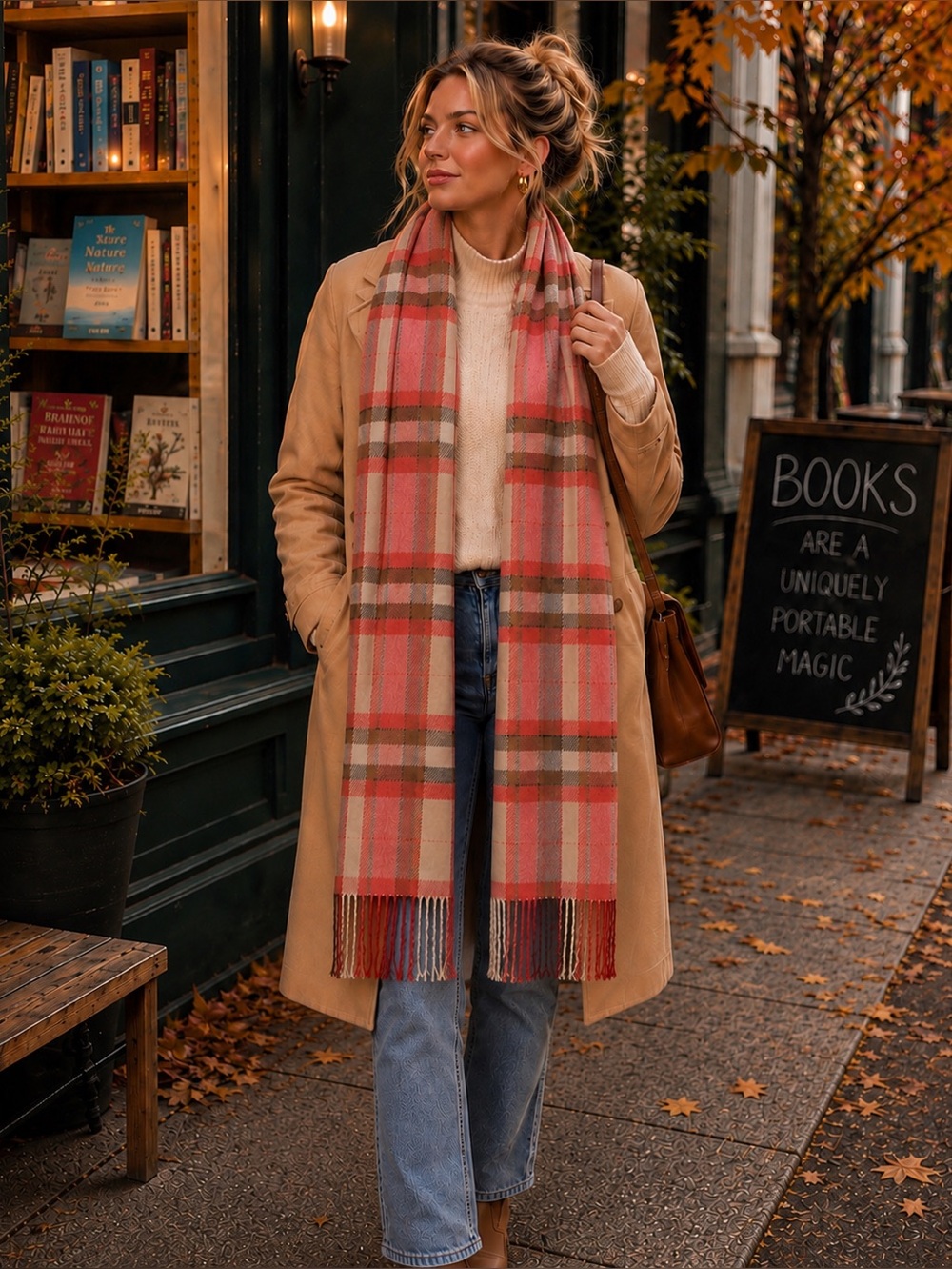 Gap Holiday 2011 Oversized Plaid Fringe Scarf Unisex Cozy Fall Preppy